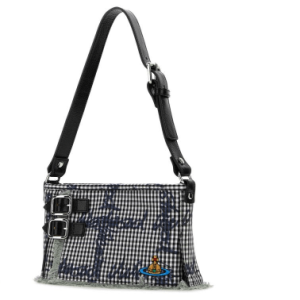ORB Buckle Decorated Gingham Check Pattern Shoulder Bag