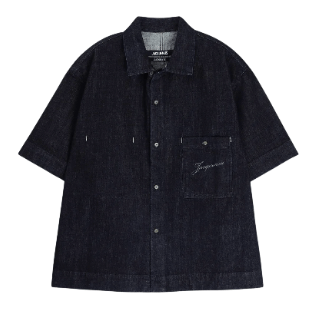 La Chemise de Nimes Aloe Short Sleeve Shirt - Dark Navy 