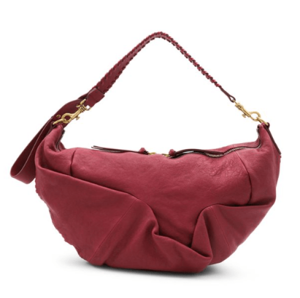 Burgundy leather shoulder bag