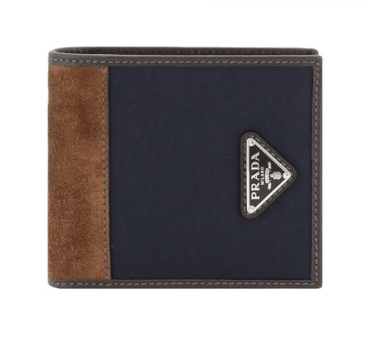 Triangle Logo Suede Panel Bifold Wallet