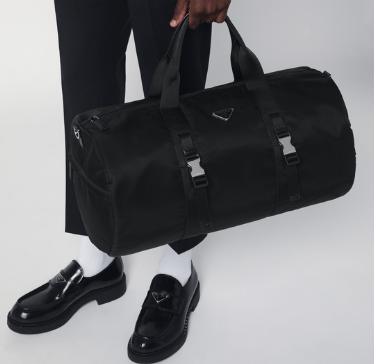 Black Re-Nylon and Saffiano travel bag