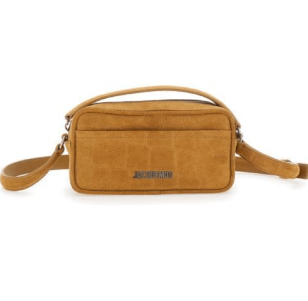 BANETO Logo Suede Leather Crossbody Bag