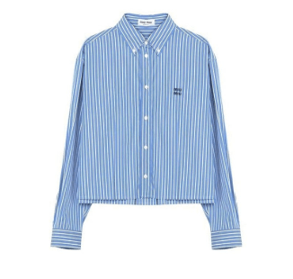 Logo embroidered striped shirt