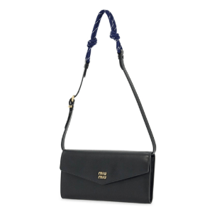 Metal logo flap leather shoulder bag