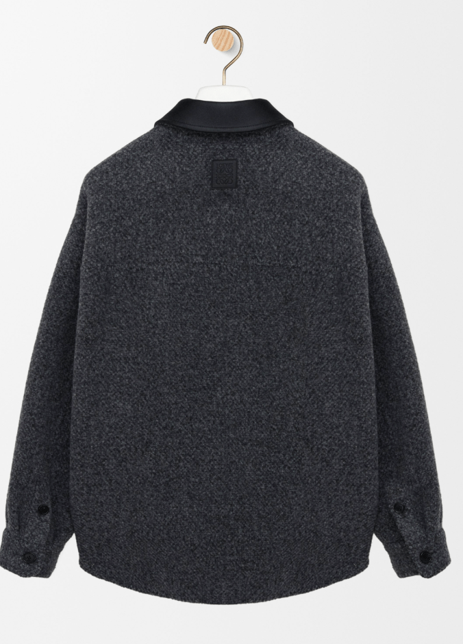 Leather-Trimmed Double-Faced Wool-Blend Bouclé Overshirt