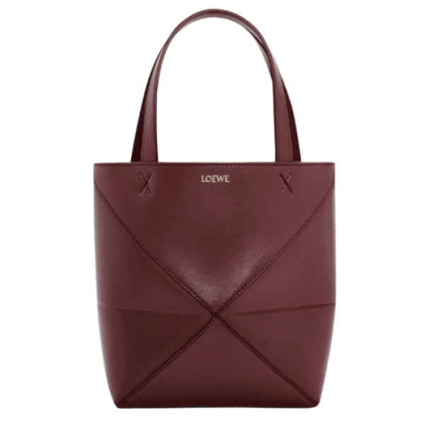 Mini Puzzle Fold tote in shiny calfskin