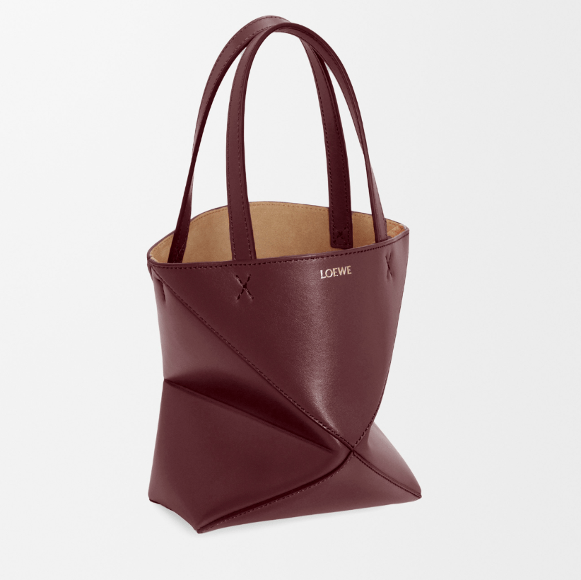 Mini Puzzle Fold tote in shiny calfskin