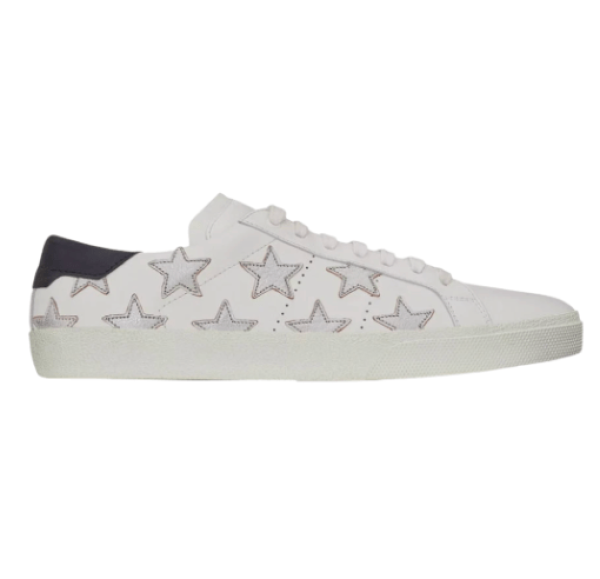 (W) Saint Laurent Court Classic SL/06 California Sneakers Silver Stars Optic White