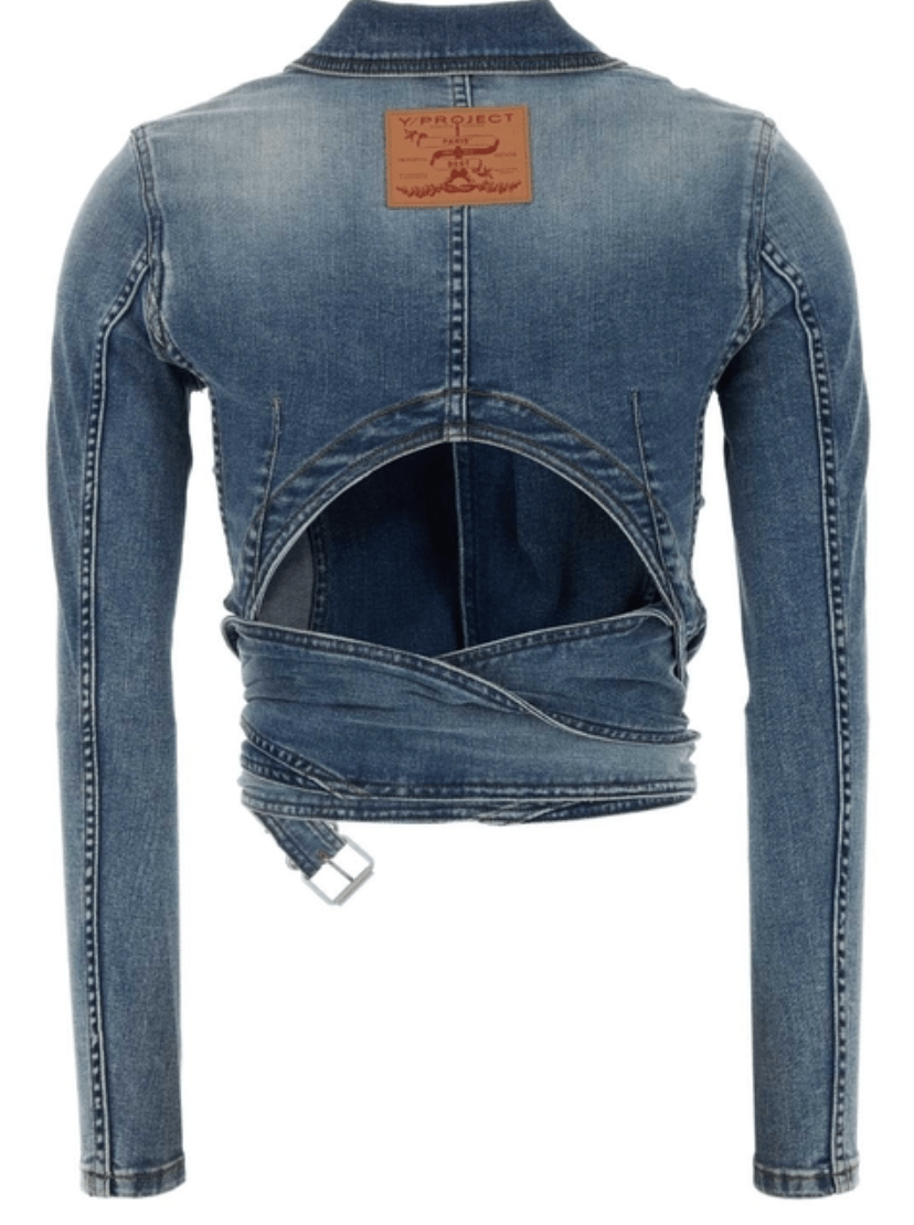 Zipper strap detail denim jacket