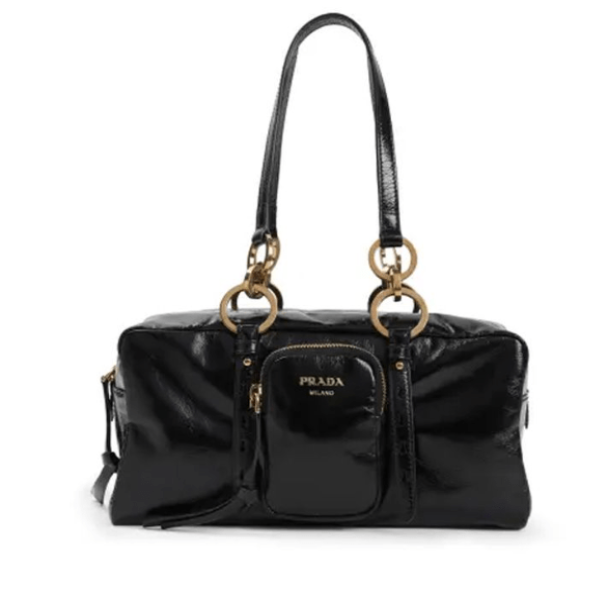 SS25 Prada Dangle Leather Medium Top Handle Bag