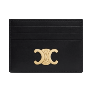 Celine Triomphe Card Holder in Shiny Calfskin Black