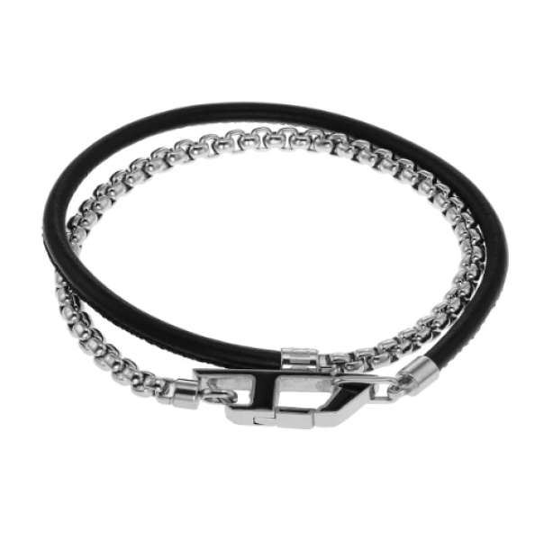 Diesel Dx1472 Stainless Steel Chain Bracelet Silver Black