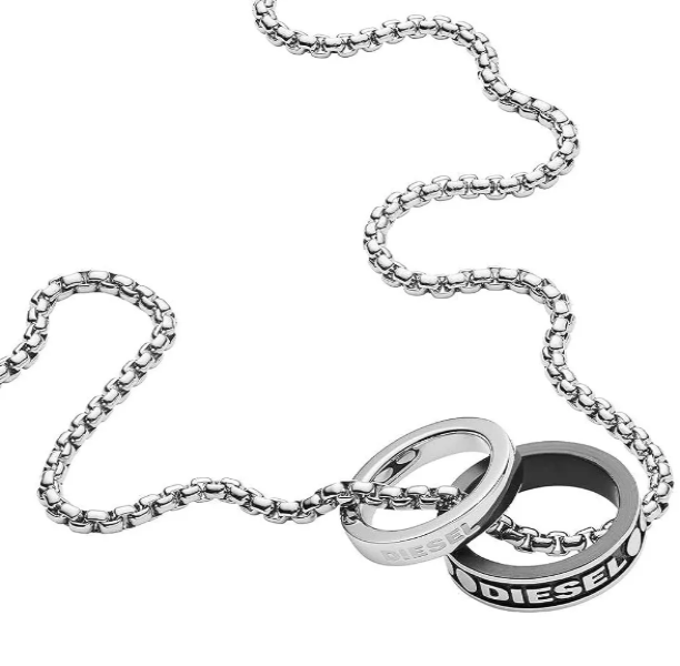 Diesel Dx1168040 Stainless Steel Double Pendant Necklace Silver