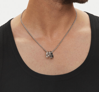 Diesel Dx1168040 Stainless Steel Double Pendant Necklace Silver