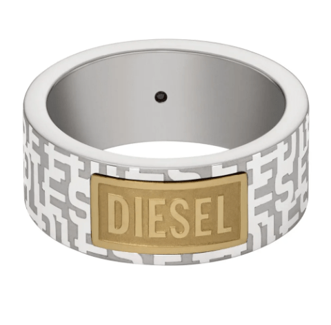 Diesel Dx1427 Two-Tone Stainless Steel Band Ring Silver