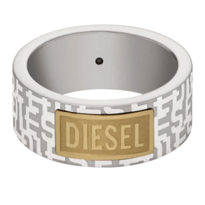 Diesel Dx1427 Two-Tone Stainless Steel Band Ring Silver