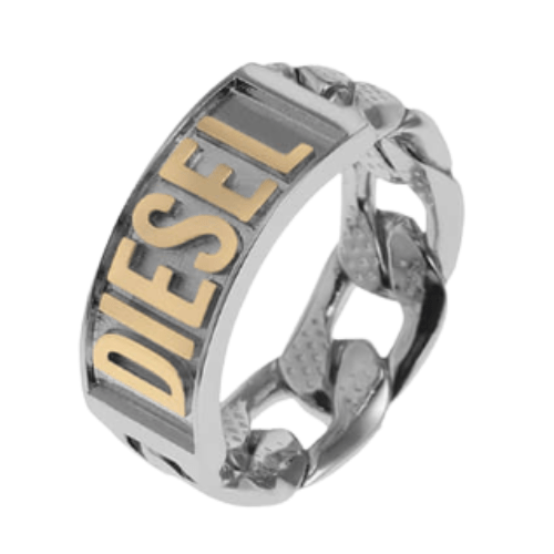 Diesel Dx1420931 Stainless Steel Two-Tone Logo Ring Silver