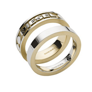 Diesel Dx1234 Two-Tone Stainless Steel Ring Set Gold (Set of 2)