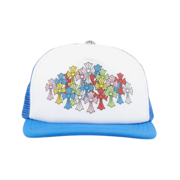 Chrome Hearts Multi Color Cross Mesh Trucker Hat Blue White