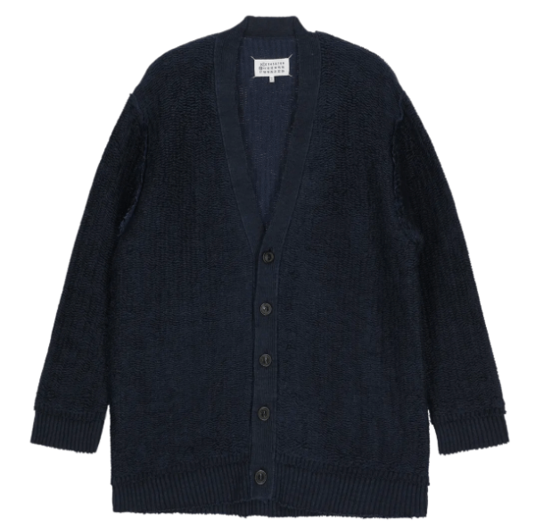 Textured V-Neck Cardigan - Blue