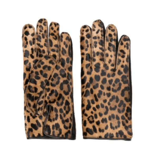 Leopard Print Leather Gloves