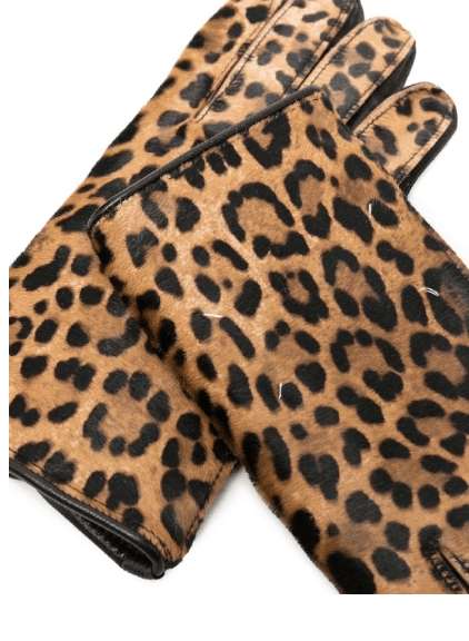 Leopard Print Leather Gloves