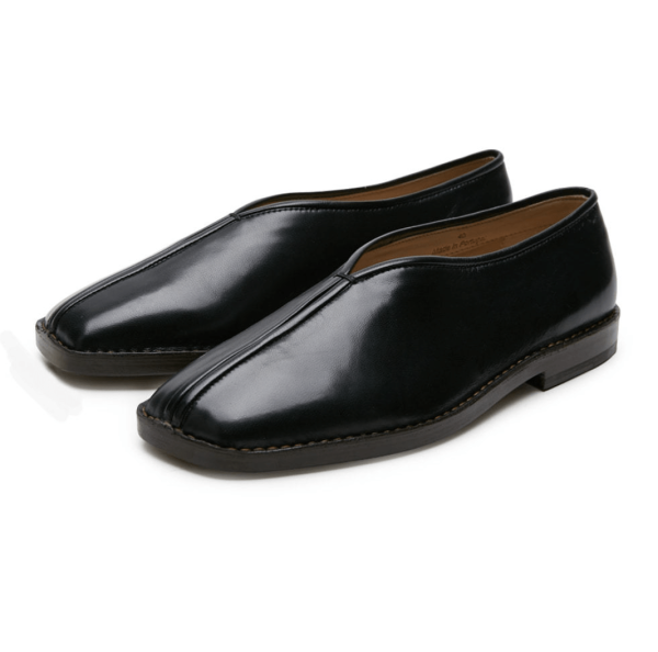 Flat Piped Slippers - Black 