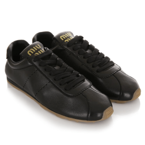 (W) Miu Miu Plume Nappa Leather Sneakers Black