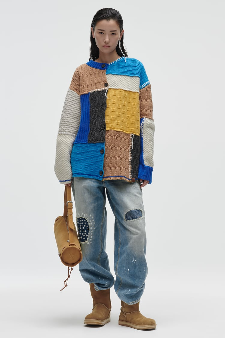 Ader Error x Zara Patchwork Oversize Knit Cardigan Multicolor
