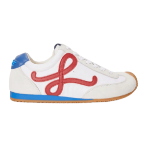 Ballet Runner 2.0 in nylon and calfskin White/Red/Blue