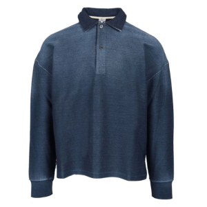 Denim effect cotton polo shirt