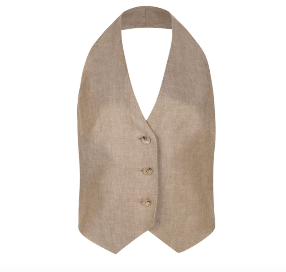 Linen halterneck sleeveless vest