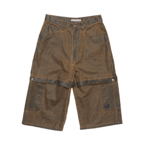 Coated Cotton Shorts Pants - Brown