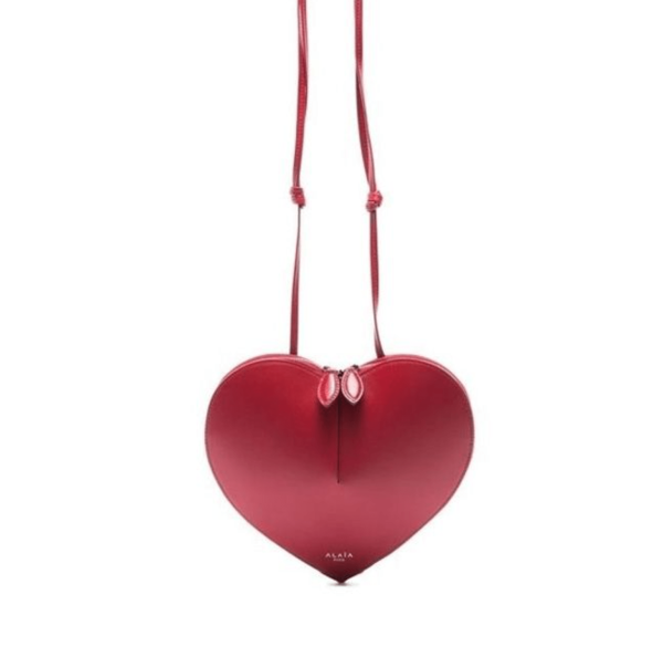 Coeur Heart Calfskin Shoulder Bag - RED