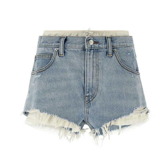 Layered Detail Denim Shorts