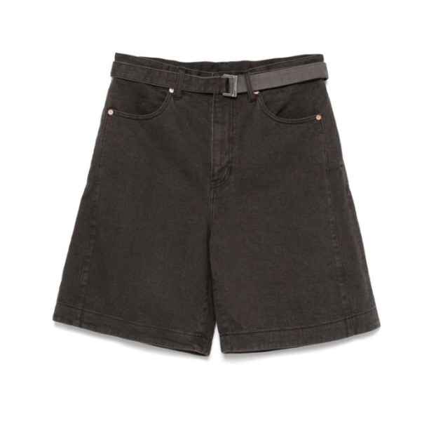 Belt Detail Denim Bermuda Shorts