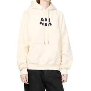 Paris Logo Patch Hoodie - White Cream