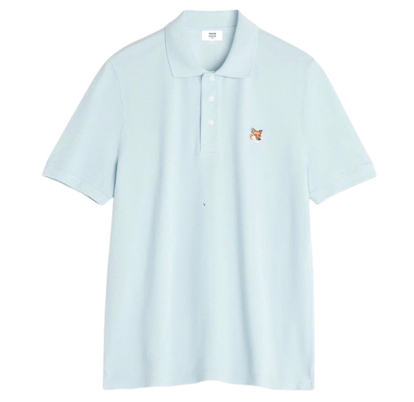 Maison Kitsune Fox Head Patch Regular Polo Cirrus Blue