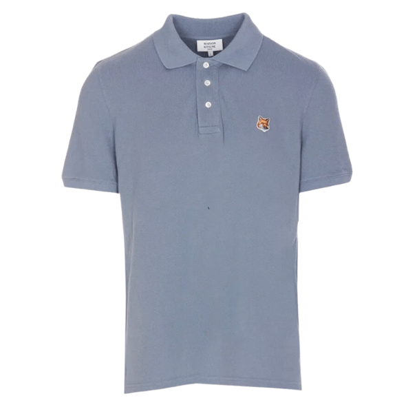 Maison Kitsune Fox Head Patch Polo Moonlight Blue