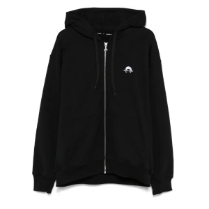 Marine Serre Moon Logo Embroidered Zip-Up Jacket In Black