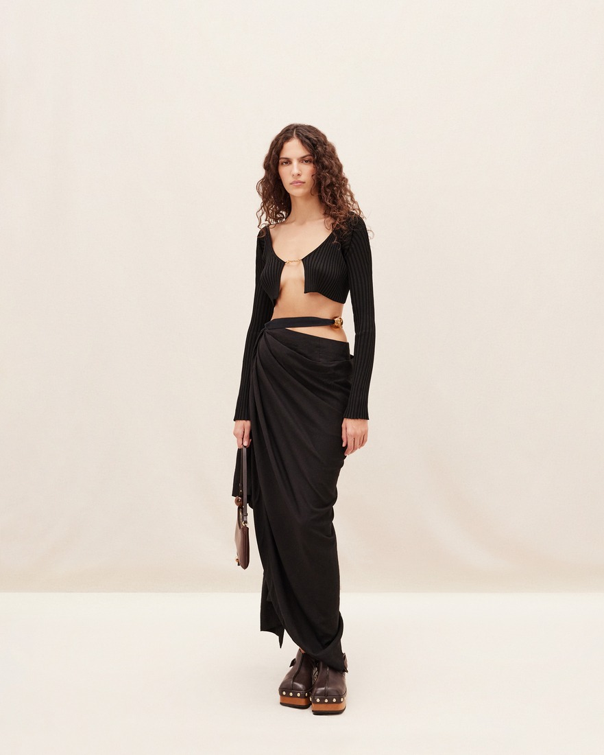 JACQUEMUS Micro Charm logo cardigan black 