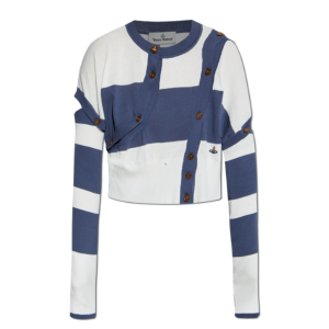 Asymmetric Color Block Ribbed Cotton Knit