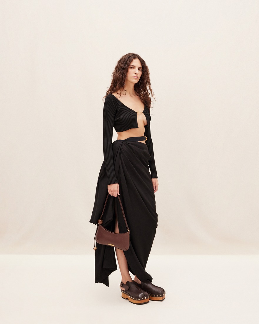 JACQUEMUS Micro Charm logo cardigan black 