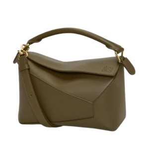 Small Puzzle Edge bag in classic calfskin - DARK KHAKI 