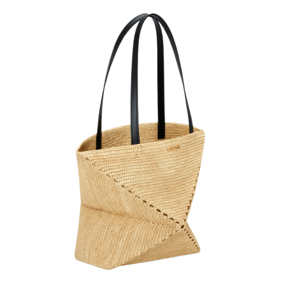 Medium Puzzle Fold tote in raffia