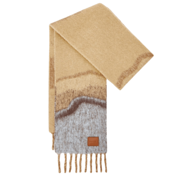 Alpaca and wool blend scarf in camel multicolor