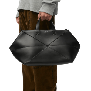 Puzzle Fold duffle in shiny calfskin - BLACK 