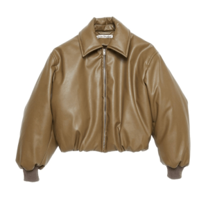 Faux leather puffer bomber jacket