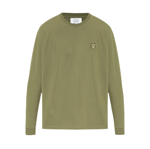 Maison Kitsune Bold Fox Head Patch Comfort Long Sleeves T-Shirt Military Green