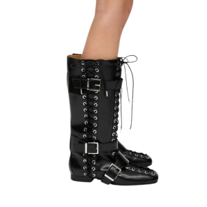 CRINKLE OLEATEX LACE-UP high boots 